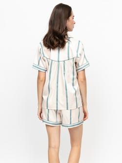 Fable & Eve Somerset Stripe Button Down Short Pyjama Set, Somerset Blue - view 2, Somerset Blue