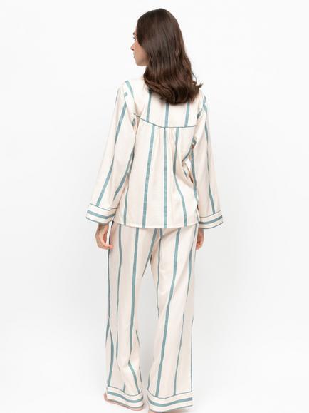 Fable & Eve Somerset Stripe Button Down Long Pyjama Set, Somerset Blue - view 2, Somerset Blue