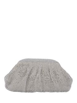 Paradox London Dianne Ruched Clutch Bag, Silver, Silver