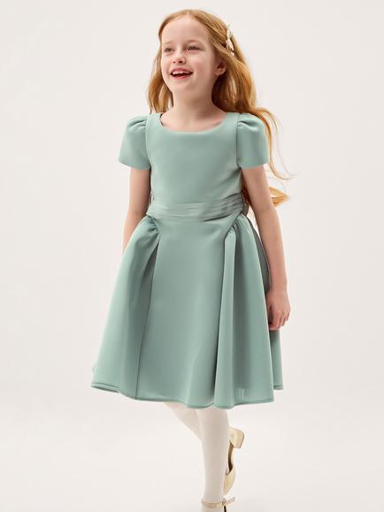 Monsoon Kids' Polly Cap Sleeve Party Dress, Sage, Sage
