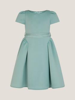 Monsoon Kids' Polly Cap Sleeve Party Dress, Sage - view 2, Sage