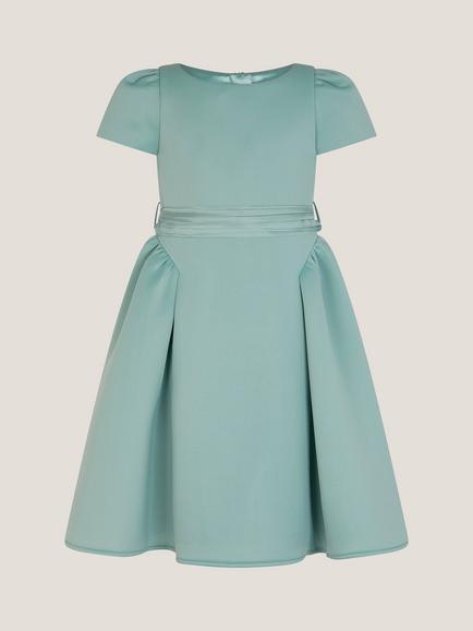 Monsoon Kids' Polly Cap Sleeve Party Dress, Sage - view 2, Sage