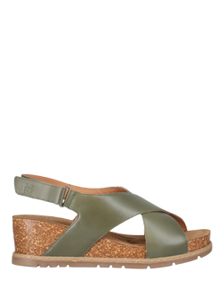 Josef Seibel Eden 01 Leather Wedge Heel Sandals, Brown, Olive