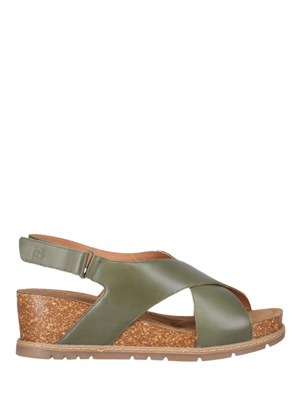 Josef Seibel Eden 01 Leather Wedge Heel Sandals, Brown, Olive