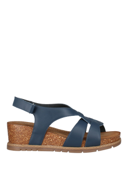 Josef Seibel Eden 02 Leather Wedge Heel Sandals, Dark Blue, Dark Blue