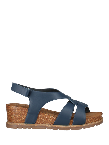 Josef Seibel Eden 02 Leather Wedge Heel Sandals, Dark Blue, Dark Blue