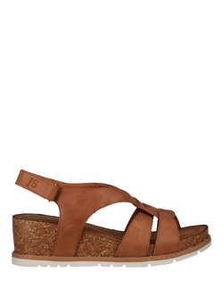 Josef Seibel Eden 02 Leather Wedge Heel Sandals, Brown, Brown