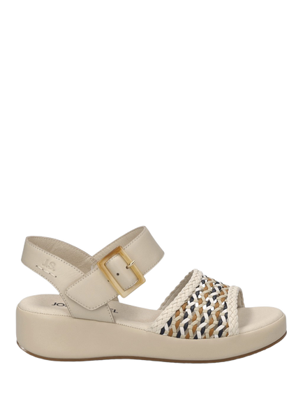 Josef Seibel Eve 06 Leather Woven Strap Footbed Sandals, Natural/Multi, Natural/Multi