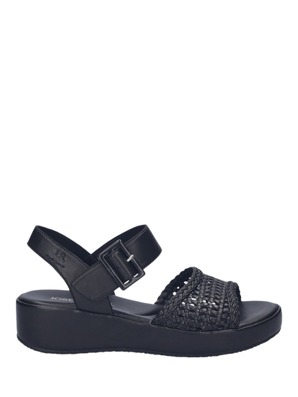Josef Seibel Eve 06 Leather Woven Strap Footbed Sandals, Black - view 2, Black