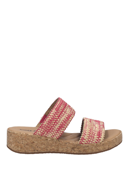 Josef Seibel Evita 02 Woven Textile Footbed Sandals, Pink/Multi