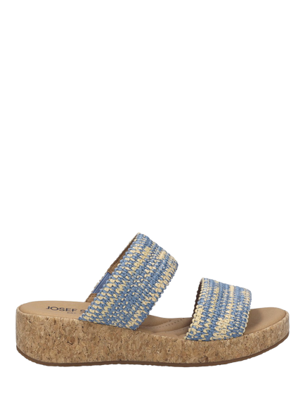 Josef Seibel Evita 02 Woven Textile Footbed Sandals, Slate Blue/Multi