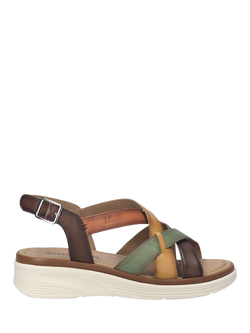 Josef Seibel Sevran 07 Leather Strappy Footbed Sandals, Brown/Multi