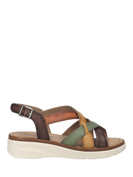 Josef Seibel Sevran 07 Leather Strappy Footbed Sandals, Brown/Multi