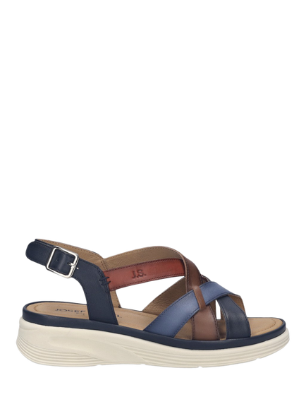 Josef Seibel Sevran 07 Leather Strappy Footbed Sandals, Slate Blue