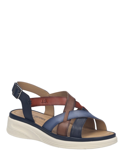 Josef Seibel Sevran 07 Leather Strappy Footbed Sandals - view 2, Slate Blue