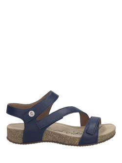 Josef Seibel Tonga 25 Leather Triple Strap Sandals, Blue Ocean, Blue Ocean