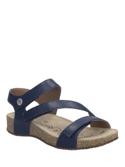 Josef Seibel Tonga 25 Leather Triple Strap Sandals, Blue Ocean - view 2, Blue Ocean