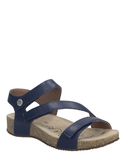 Josef Seibel Tonga 25 Leather Triple Strap Sandals, Blue Ocean - view 2, Blue Ocean