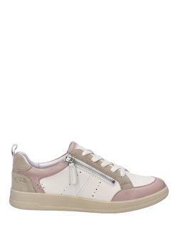 Josef Seibel Jade 05 Leather Lace Up Trainers, Pink Rose/Multi, Pink Rose/Multi