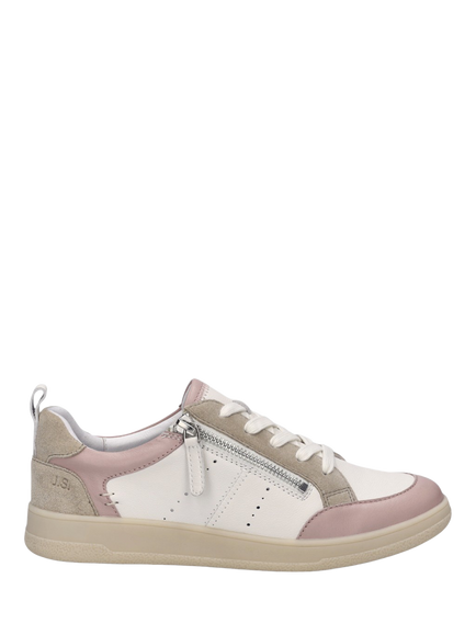 Josef Seibel Jade 05 Leather Lace Up Trainers, Pink Rose/Multi, Pink Rose/Multi
