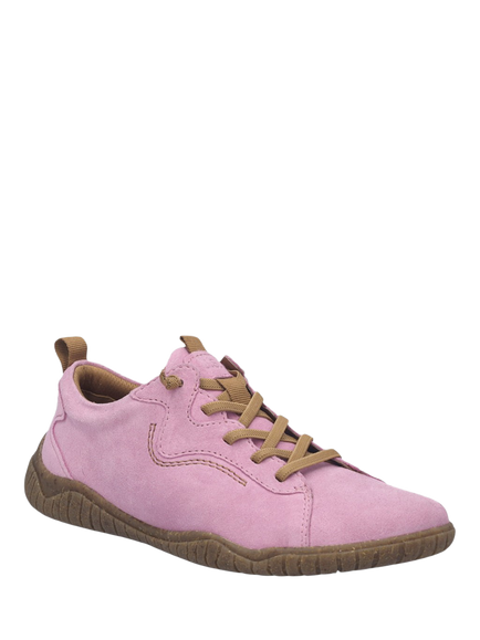 Josef Seibel Wynona 01 Leather Lace Up Trainers - view 2, Pink Rose