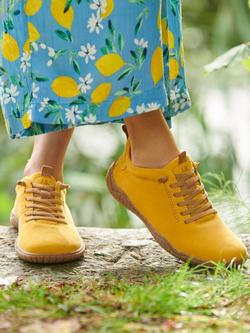 Josef Seibel Wynona 06 Leather Lace Up Trainers, Saffron - view 2, Saffron