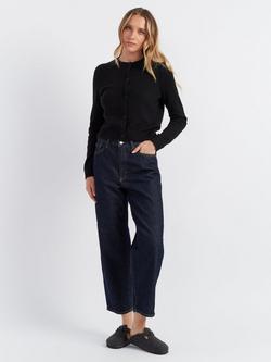 Chinti & Parker Crew Neck Pure Cloud Cashmere Cardigan, Black, Black