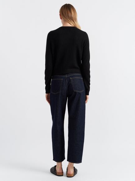 Chinti & Parker Crew Neck Pure Cloud Cashmere Cardigan, Black - view 2, Black