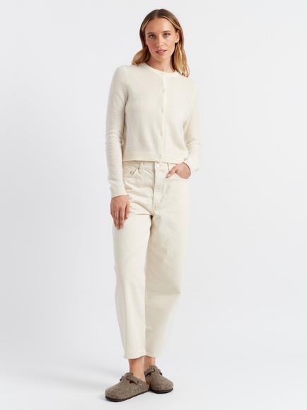 Chinti & Parker Crew Neck Pure Cloud Cashmere Cardigan, Cream, Cream