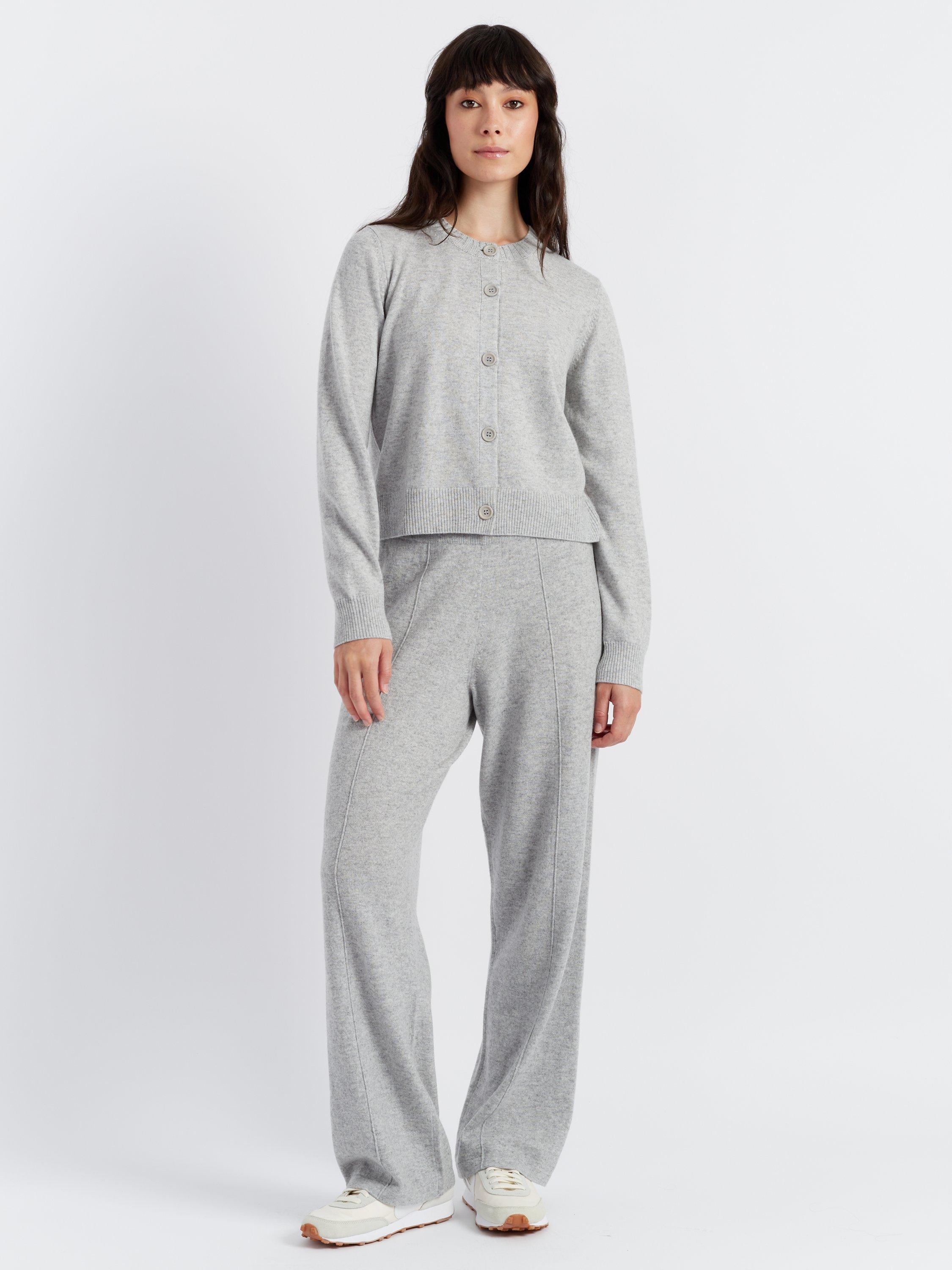 Product image 1 of 3, which shows Chinti & Parker Basics Crew Neck Wool Rich Cardigan, Light Grey, XS