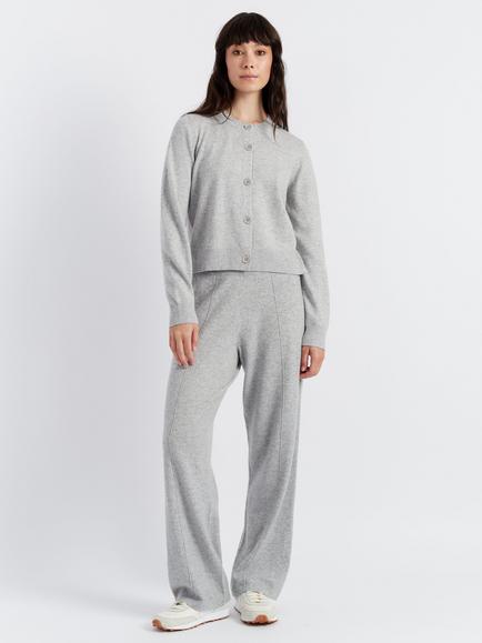 Chinti & Parker Basics Crew Neck Wool Rich Cardigan, Light Grey, Light Grey