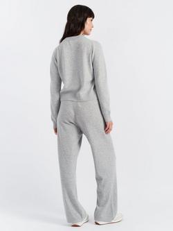 Chinti & Parker Basics Crew Neck Wool Rich Cardigan, Light Grey - view 2, Light Grey