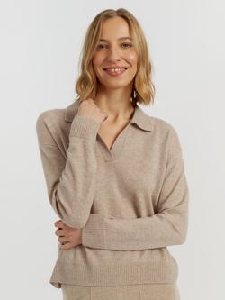 Chinti & Parker Collared Wool Rich Jumper, Soft Oatmeal, Soft Oatmeal