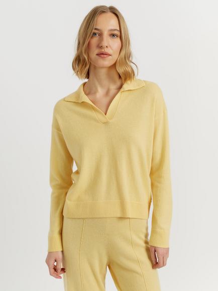 Chinti & Parker Collared Wool Rich Jumper, Soft Yellow, Soft Yellow