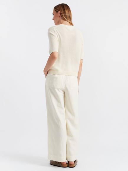 Chinti & Parker Crew Neck Pure Cloud Cashmere T-Shirt - view 2, Cream