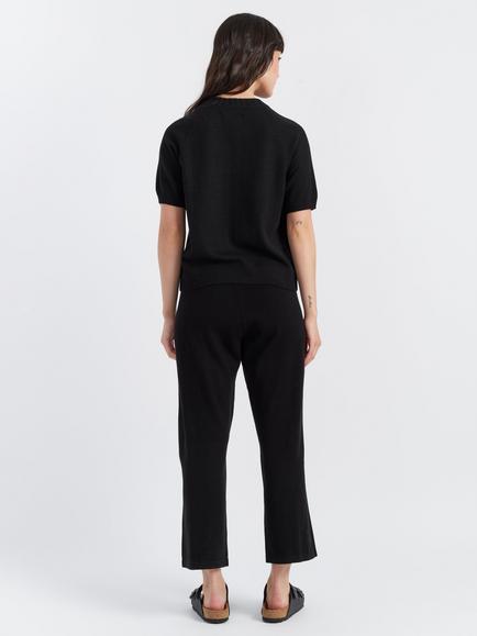 Chinti & Parker Basics Cropped Wide Leg Wool Rich Trousers - view 2, Black