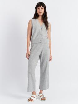 Chinti & Parker Basics Cropped Wide Leg Wool Rich Trousers, Light Grey