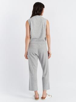 Chinti & Parker Basics Cropped Wide Leg Wool Rich Trousers - view 2, Light Grey
