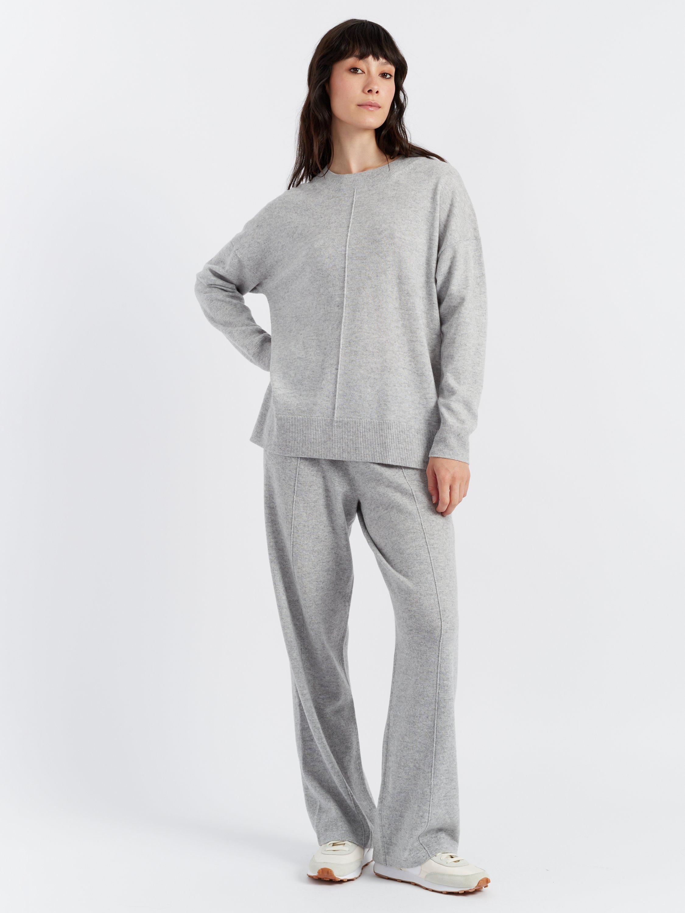 Product image 1 of 3, which shows Chinti & Parker Wide Leg Wool Rich Joggers, Light Grey, XS
