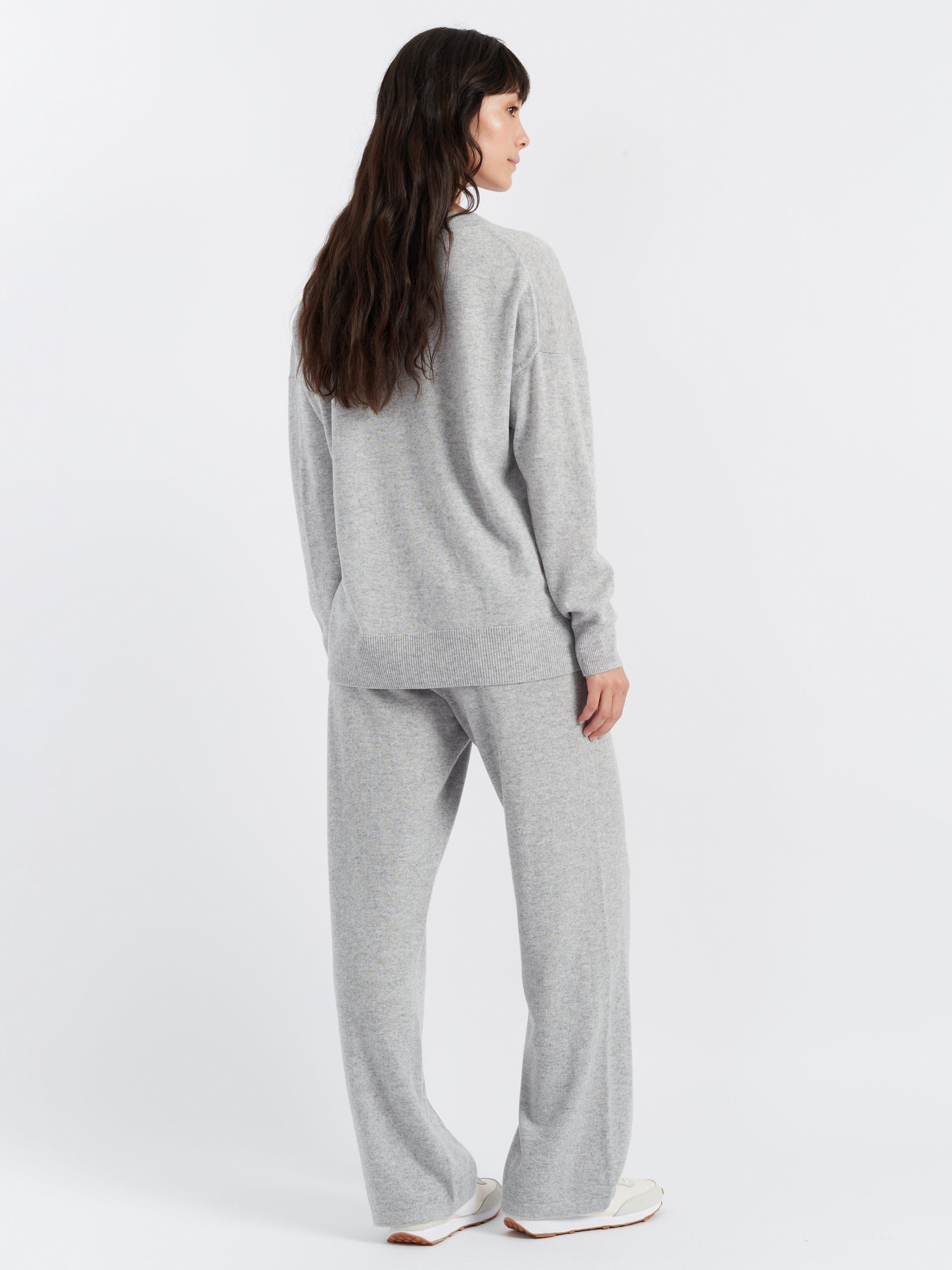 Product image 2 of 3, which shows Chinti & Parker Wide Leg Wool Rich Joggers, Light Grey, XS