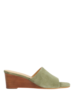 Dune London Kaydee Suede Wedge Mule Sandals, Sage