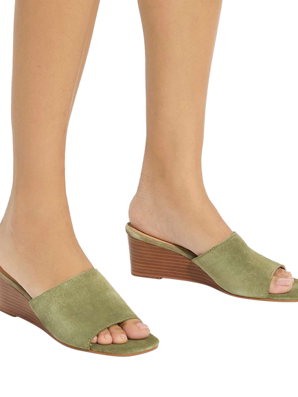 Dune London Kaydee Suede Wedge Mule Sandals - view 2, Sage