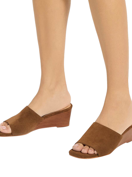 Dune London Kaydee Suede Wedge Mule Sandals - view 2, Tan