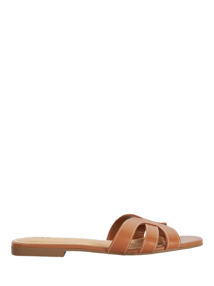 Dune London Larrissa Leather Footbed Sandals, Tan