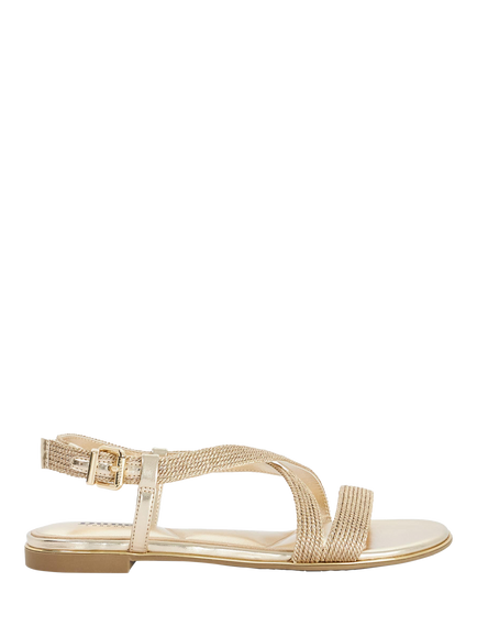 Dune London Lope Metallic Plait Strap Sandals, Gold