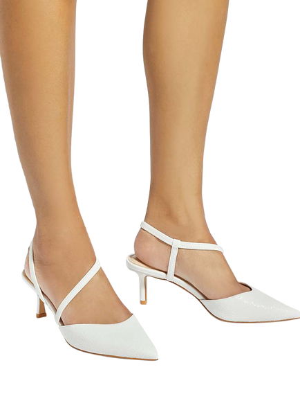 Dune London Charming Cross Strap Open Court Shoes, White - view 2, White
