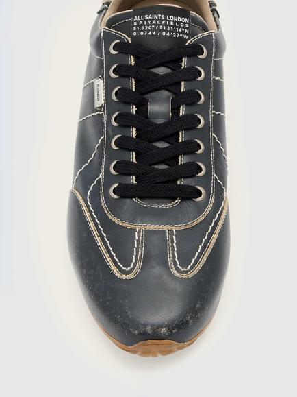 AllSaints Liam Low Top Trainers, Washed Black - view 2, Washed Black