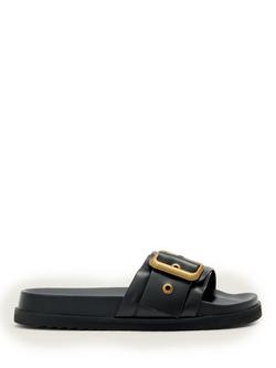AllSaints Ellie Leather Slider Sandals, Black