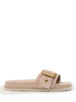 AllSaints Ellie Leather Slider Sandals, Rose Dust Pink