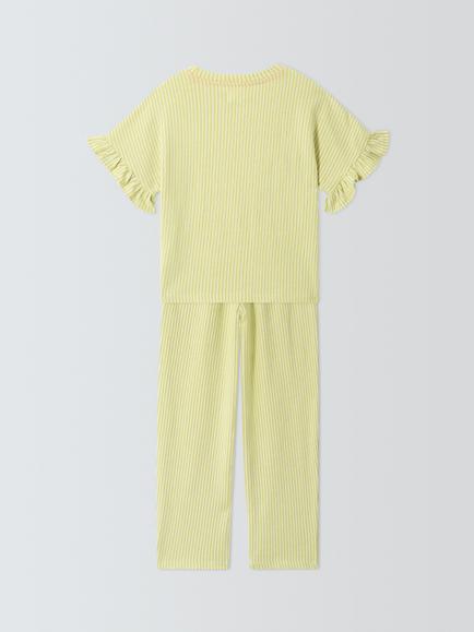 John Lewis Kids' Fine Stripe Pyjamas, Green - view 2, Green